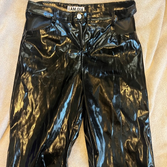 I AM GIA cut out black leather perri pants size medium - Picture 3 of 6